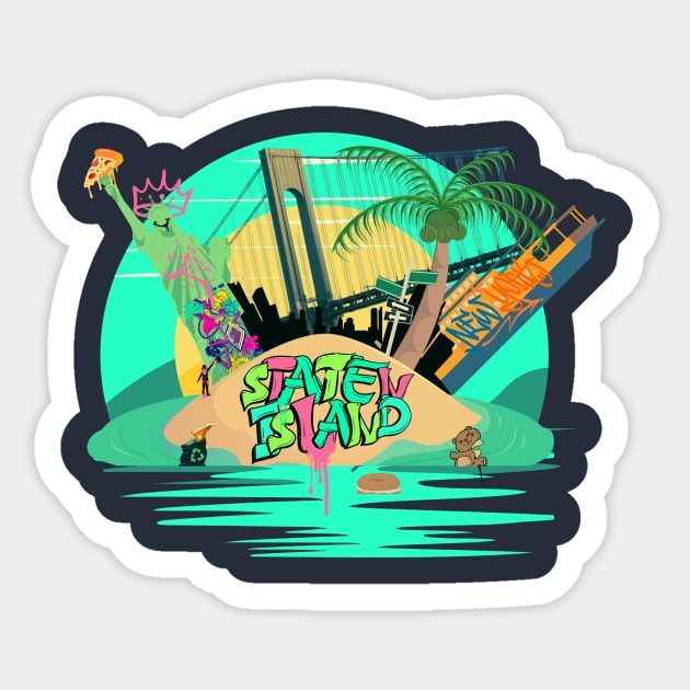 Staten Island is a Wonderland Sticker by Paulio cheeze